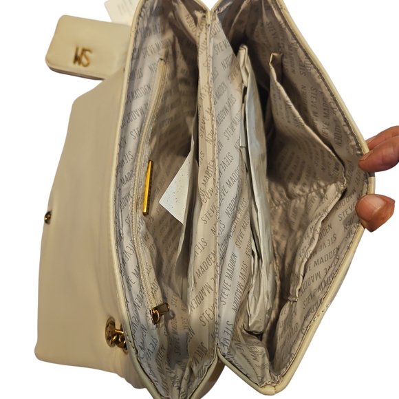 Steve Madden Bparker Oatmilk Cream Quilted Shoulder Bag With Change Wallet - Picture 14 of 15